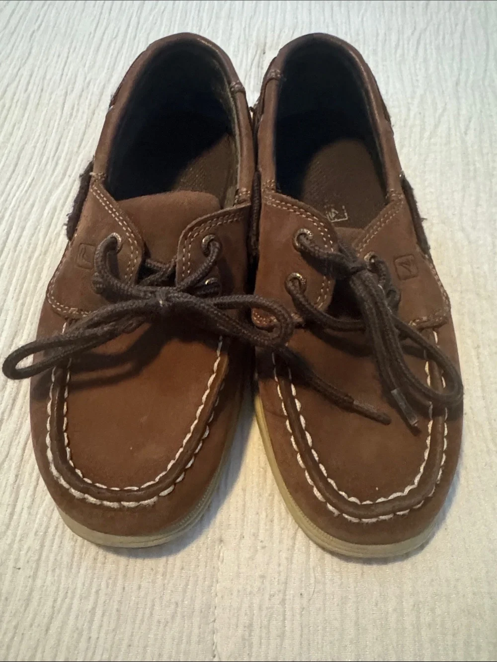 Sperry Kids Boys Brown Suede Moccasin Boat Shoes Size 2